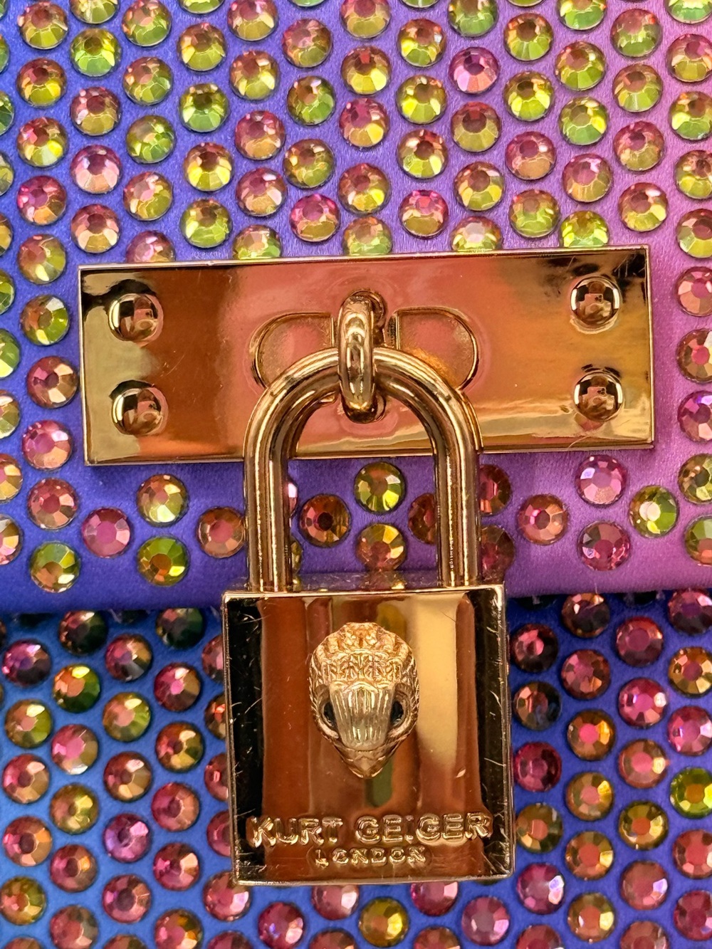KURT GEIGER Mini Brixton Crystal Ombré Purple Rainbow Crossbody Bag NWT - Picture 3 of 14
